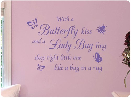 with a Butterfly Kiss and A Lady Bug Hug Sleep Tight Little One Like a Bug in a Rug Nursery Wall Decal with Color Options Sticker Art Mural Home Décor