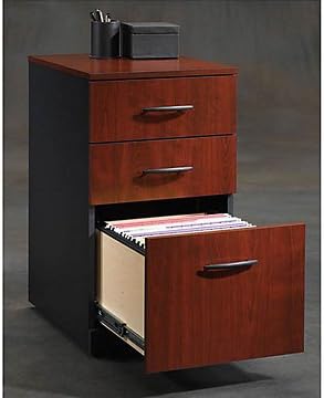 Via Three Drawer Mobile Pedestal(Classic Cherry/Soft Black)