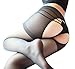 Queen.M Erotic Open Crotch Sheer Stocking Transparent Pantyhose Sexy Silk Socks,Black,One Size