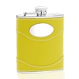 Canary Yellow Leather Flask in Gift Box w/ Funnel