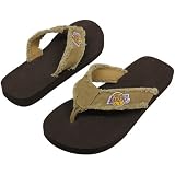 NBA Los Angeles Lakers Unisex Frayed Flip Flops - Khaki (Large)