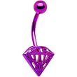 Pink Electro Titanium Cut-Out Diamond Shape Belly Ring