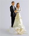 Bride and Groom with Ivory Heart Cake Top - Wedding Party Decorations
