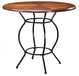 Round Counter Height Dining Gathering Table Veneer Top Black Base