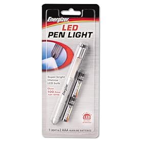 Energizer Aluminum Pen LED Flashlight, Two AAA Batteries, Black (PLED23AE)