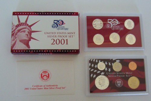 2001 U. S. Mint Silver Proof Set with Original Box and COA