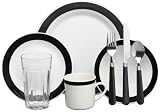 Gibson Essex 32-Piece Dinnerware Set, Black/Cream