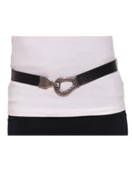 Landes Womens Vintage Hook Buckle Adjustable One Size Black Belt