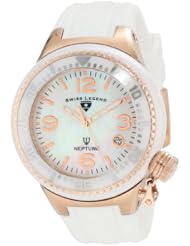 Swiss Legend Womens 11844-WWRA Neptune White Mother-Of-Pearl Dial Silicone Watch with Ceramic Case