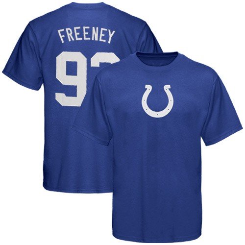 Reebok Indianapolis Colts #93 Dwight Freeney Royal Blue Scrimmage Gear T-shirt (Medium)