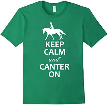 Men's Horse Riding t-shirt -Keep Calm and Canter On shirt Small Kelly Green