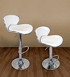 IMAGE OF Modern Set of (2) Brand New White Swivel Leather Bar Stool Pub Barstool