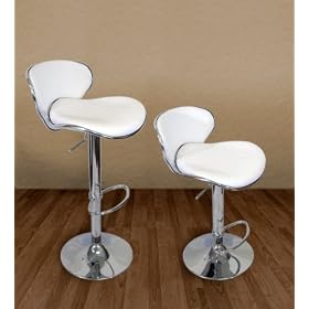 Modern Set of (2) Brand New White Swivel Leather Bar Stool Pub Barstool by Sky Enterprise USA