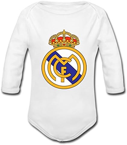 Yueasf Real Madrid CF Long Sleeve Babysuit Organic Supersoft Infant Onesie White 3 months