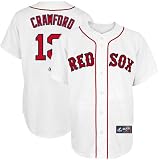 MLB Youth Boston Red Sox Carl Crawford White Home Short Sleeve 6 Button Synthetic Replica Baseball Jersey Fall 2011  (White, X-Large)