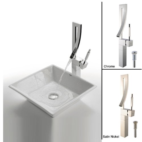 Kraus C-KCV-125-1200CH White Square Millennium Faucet