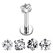 JOVIVI 4pc Surgical Steel Cubic Zircon Labret Lip Ring Ear Earlet Tragus Nail Earrings Stud, 16G 1/4