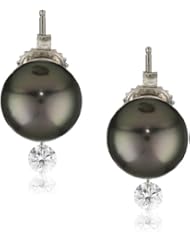 TARA Pearls "Dancing Diamond" Tahitian Stud 10X11mm 18 Karat White Gold Stud Earrings
