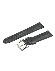 SR Grey Italian Calfskin Leather Padded Crocodile Grain 22mm Watch Strap with Stainless Steel Buckle