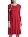 Meaneor Women's Solid Round Neck Long Sleeve Casual Loose T-Shirt Pleated Dress