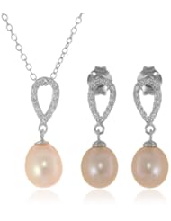 Bella Pearl Cubic Zirconia Pearl Dangling Jewelry Set