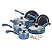 Paula Deen Signature Nonstick Cookware Set / Pots and Pans Set - 15 Piece, Blueberry Speckle