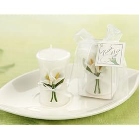  Calla Lily Elegance inch Vase Shaped Candle - Baby Shower Gifts & Wedding Favors (Set of 24)