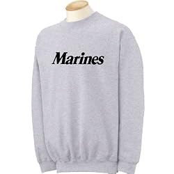 Marines Crewneck Sweatshirt - Military Style Physical Training Crewneck Sweatshirt in Gray