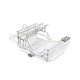 simplehuman Flip-Top Dishrack with Bamboo Knife Block, Stainless Steel