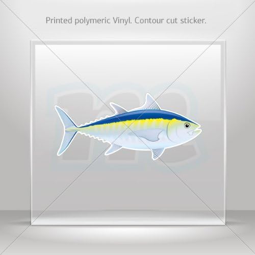 Decals Sticker Blue fin Tuna (Thunnus thynnus) Vehicle Garage door 6 X 2.8 Inches Vinyl color print 0600 XRZK4