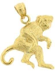Dazzlers Solid 14k Gold Monkey Charm Pendant Available in three colors from jewelsberry (weights: 2.9 grams only)