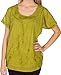 Sakkas Embroidered 100% Cotton Scoop Neck Semi-Sheer Short Sleeve Gauzy Top/Blouse