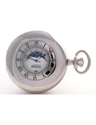 Bernex Swiss Made Rhodium Demi Hunter Moon Phase Pocket Watch