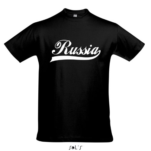 T-Shirt Russland Oldschool Russia LÄNDERSHIRT EM / WM FAN Trikot S-XXL , Deep black – weiß , M