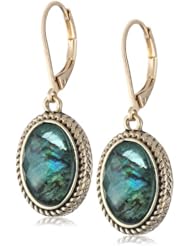 Napier Gold-Tone Green Lever Back Drop Earrings