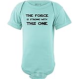Cute Funny Nerd Geek Humor The Force is Strong With this One Soft Baby Bodysuit