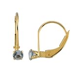 14K Yellow Gold Imitation Aquamarine Children's Earrings
