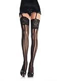 Leg Avenue Womens Striped Thigh-High Stocking With Lace Top