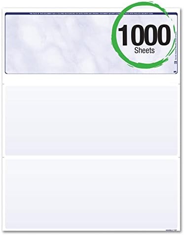 Business Standard Voucher Check Stock (Check On Top with two stubs / vouchers below) - Blank Check Paper - Versacheck Refills: Form #1000 - Blue - 1000 Sheets per Ream