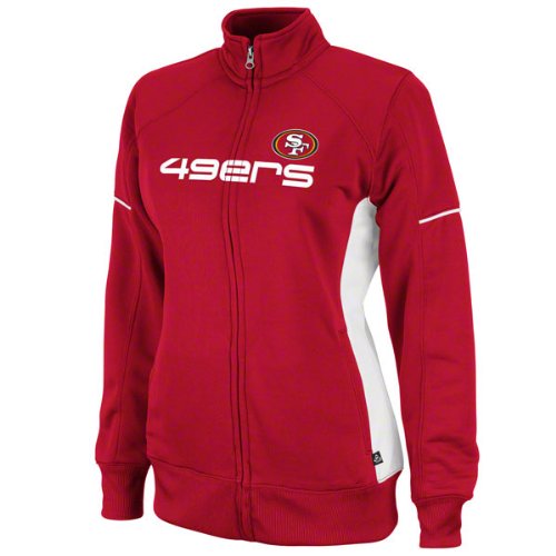 NFL Women's San Francisco 49ers Counter Long Sleeve Mockneck Full-Zip Track Jacket (Bright Cardinal/White, X-Large)