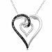 10k White Gold Black and White Heart Diamond Pendant (1/6 cttw, I-J Color, I2-I3 Clarity)
