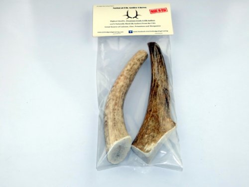 JimHodgesDogTraining Brand - Grade A Premium Quality Elk Antler Dog Chew - Medium Whole Antlers 2-Pack (4.5-8 inches) - Great For Teething Puppies & Small to Medium Sized Dogs - Non Aggressive Chewers