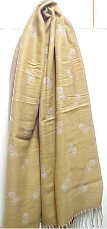 Tan / Beige Reversible Skull Cashmere Scarf Shawl