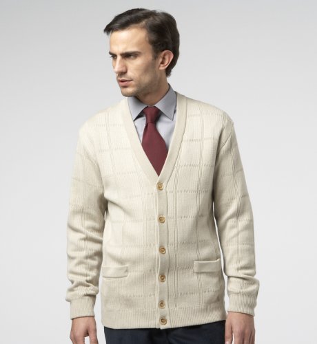 Big & Tall Prince of Wales Check V-Neck Cardigan