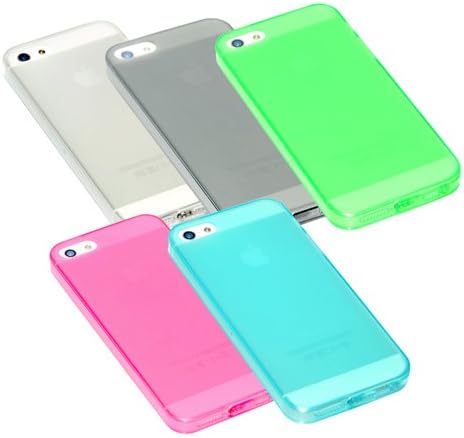 BlueMart ® 5Pcs Foggy Flexible TPU Skin Case Cover with Anti Dust Plug for Apple iPhone 5 Plus BlueMart Cable Tie - Black, Clear, Pink, Green, Light Blue