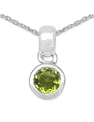 0.50 Carat Genuine Peridot Sterling Silver Solitaire Pendant Necklace 18"