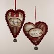 Club Pack of 12 Fabric Heart Shaped Christmas Ornaments 5"
