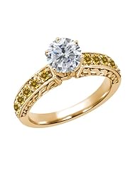 1.24 Ct Round H/I Diamond Yellow Citrine 14K Yellow Gold Ring