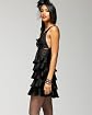 Sleeveless Leatherette Chiffon Party Dress Product Image