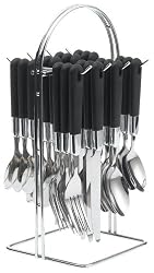 Prime Pacific Trading Flatware Set wiht Black Handles, 24 Pieces